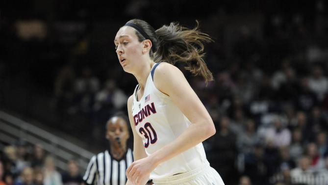 Connecticuts Breanna Stewart in the first half of an NCAA college basketball game against South Florida, Monday, Feb. 29, 2016, in Storrs, Conn. (AP Photo/Jessica Hill)